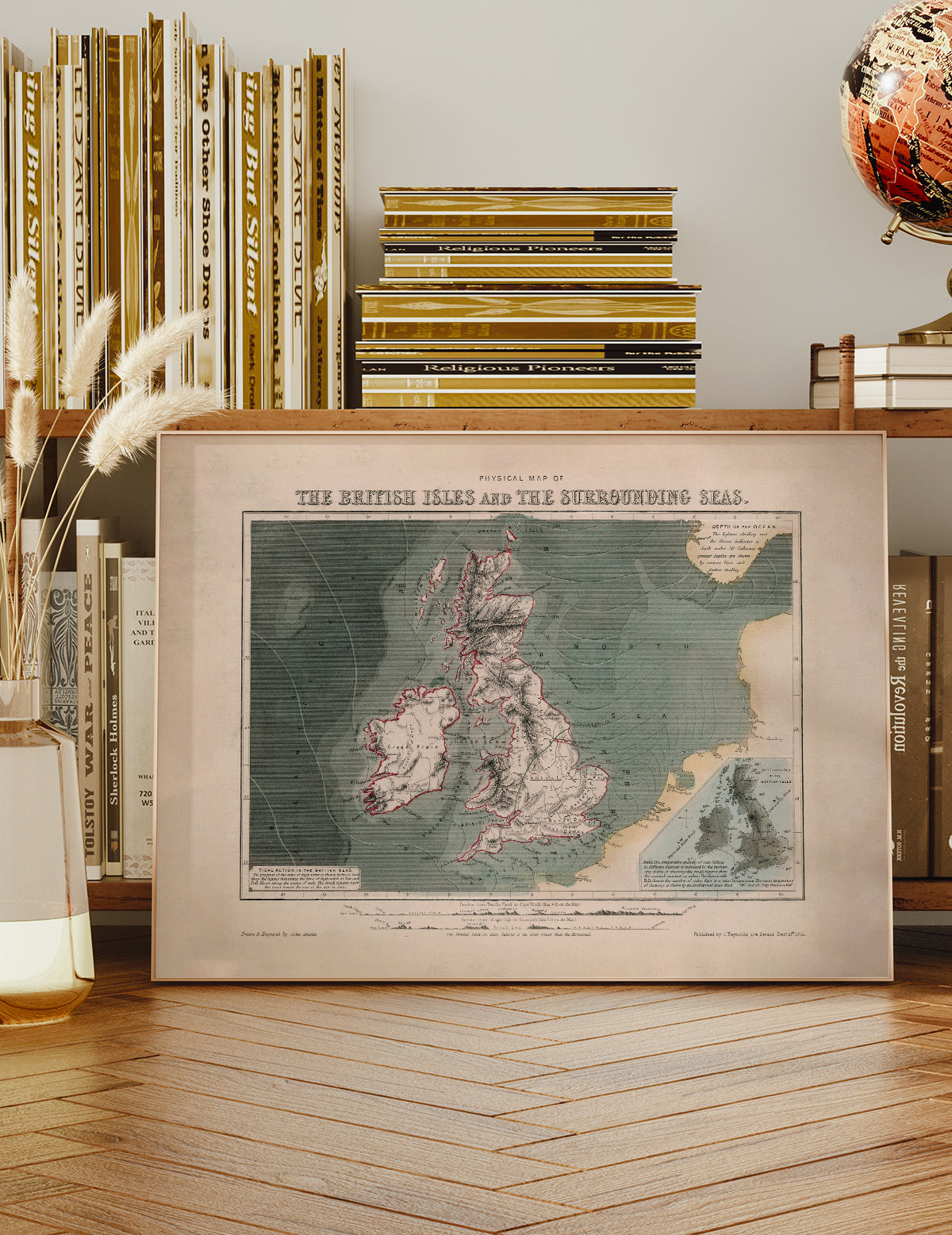 Physical map of the British Isles and the surrounding seas art print