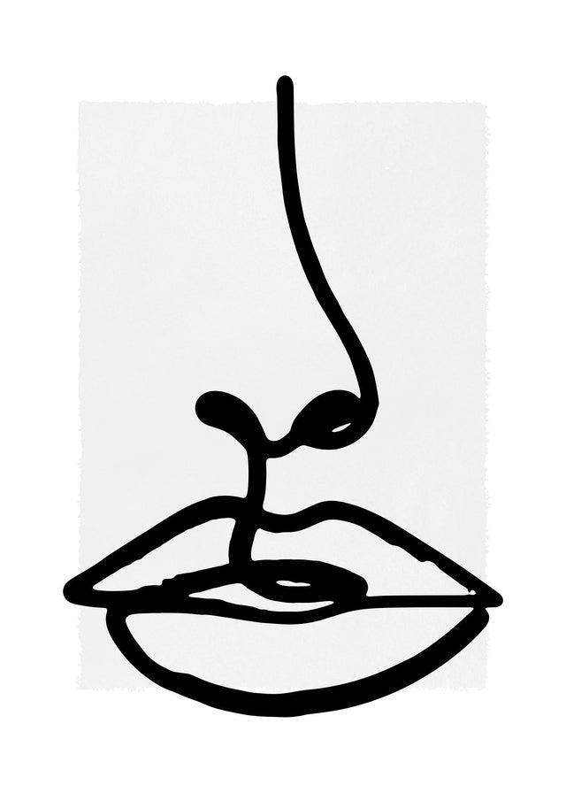 Lips Drawing Black And White Print 21x30cm Matte Clearance Print