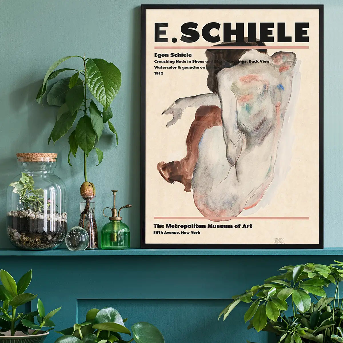 Egon Schiele Crouching Nude Artist Poster