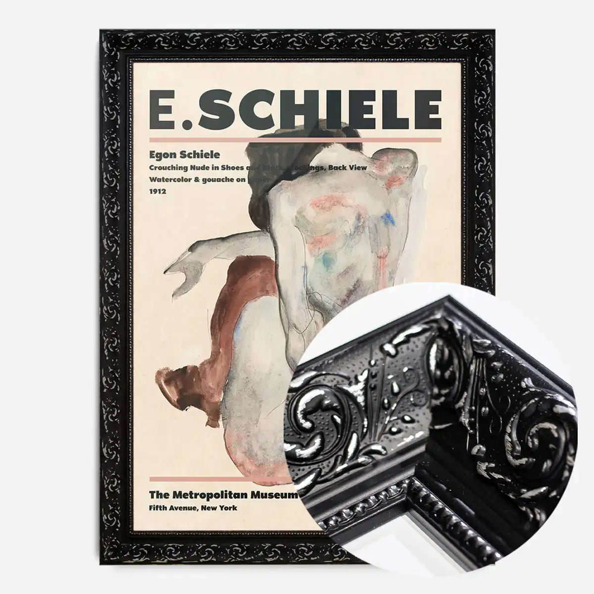 Egon Schiele Crouching Nude Artist Poster