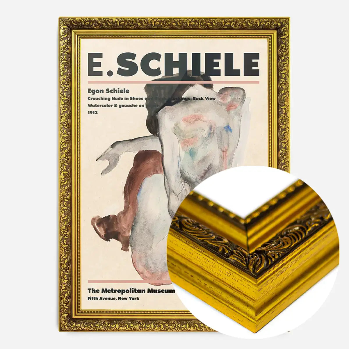 Egon Schiele Crouching Nude Artist Poster