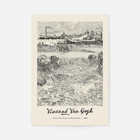 Vincent Van Gogh Pencil Sketch Poster View from the Wheatfields 1888