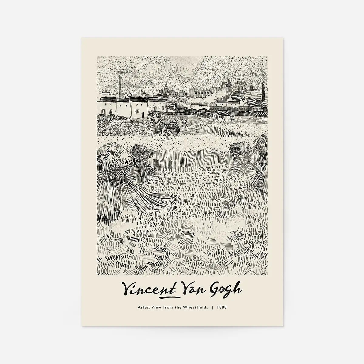 Vincent Van Gogh Pencil Sketch Poster View from the Wheatfields 1888