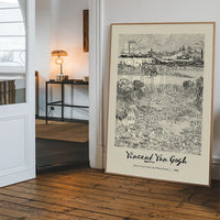 Vincent Van Gogh Pencil Sketch Poster View from the Wheatfields 1888