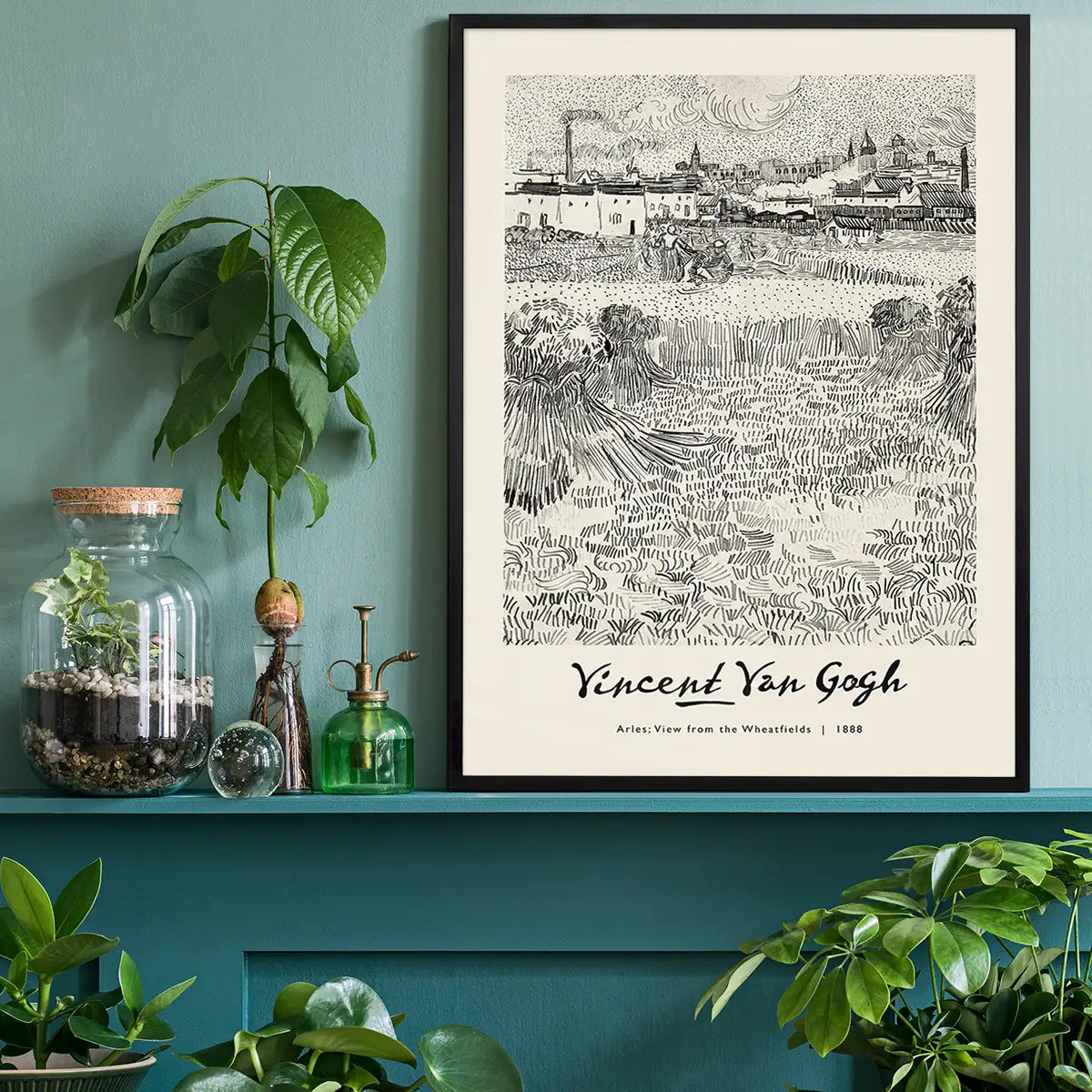 Vincent Van Gogh Pencil Sketch Poster View from the Wheatfields 1888