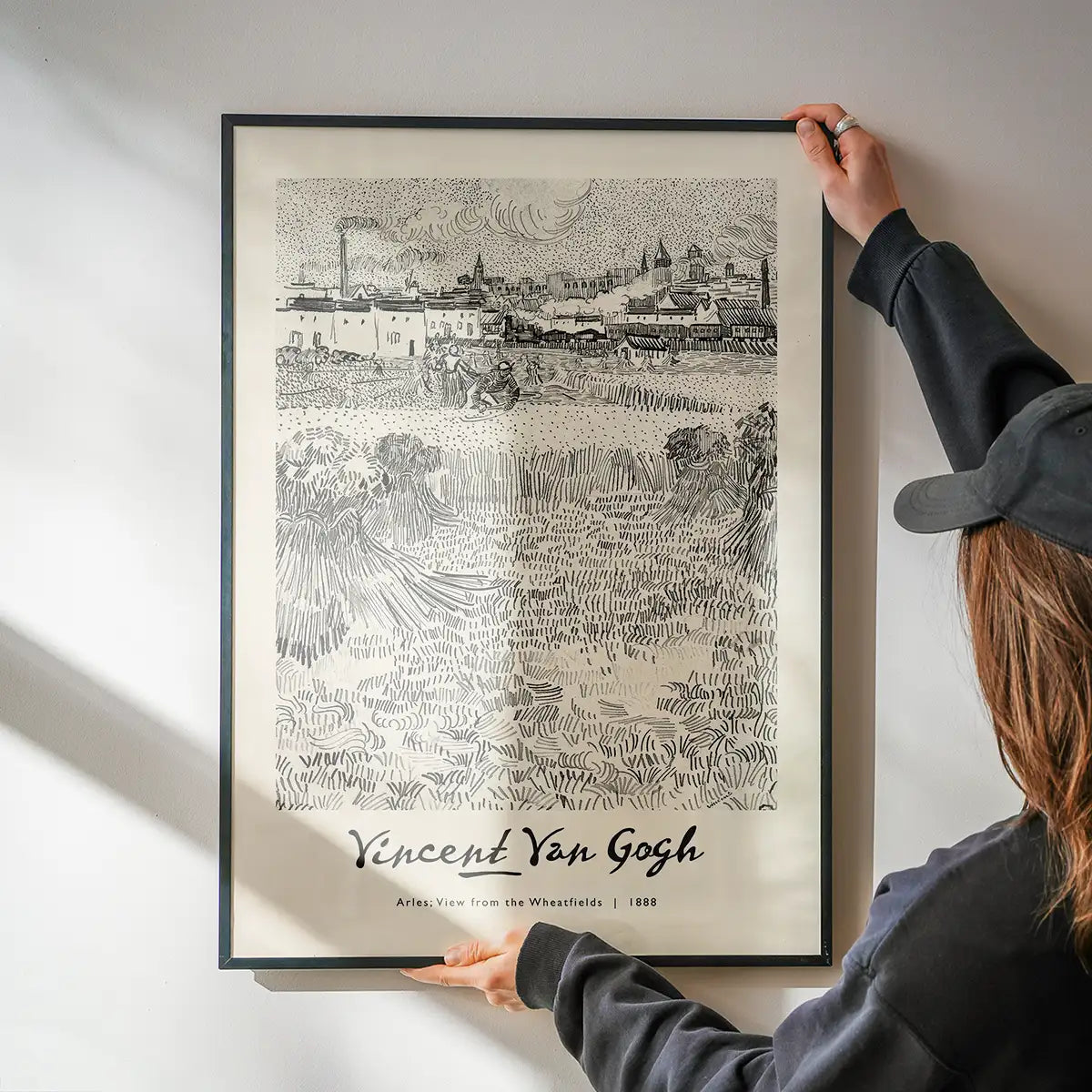 Vincent Van Gogh Pencil Sketch Poster View from the Wheatfields 1888