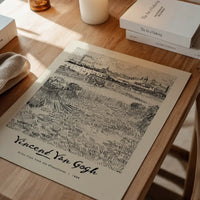 Vincent Van Gogh Pencil Sketch Poster View from the Wheatfields 1888