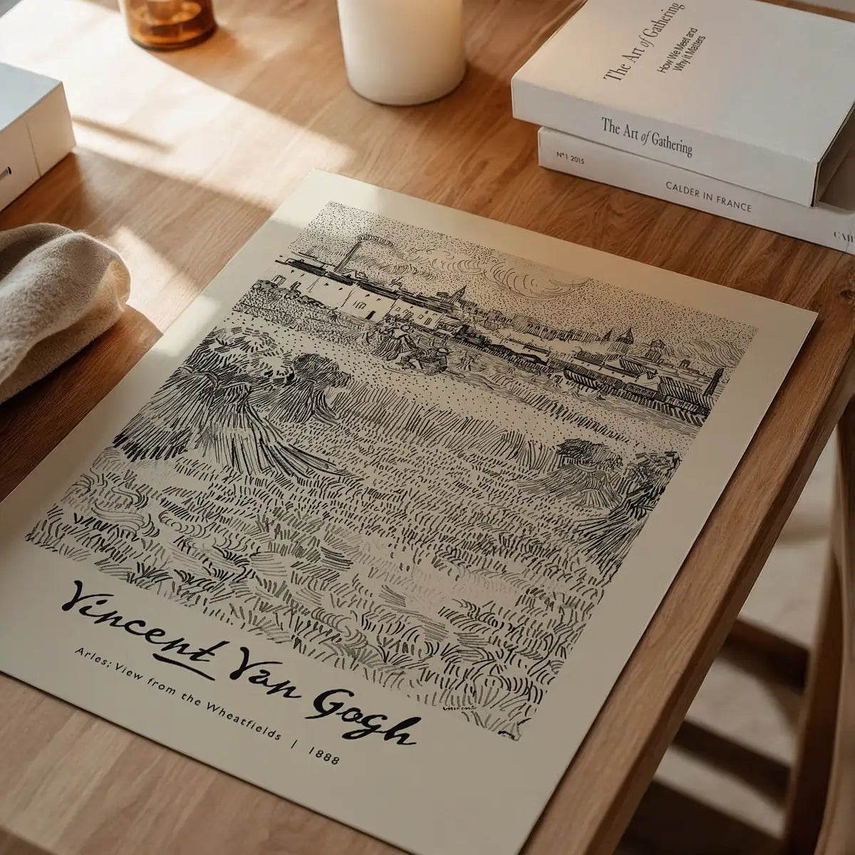 Vincent Van Gogh Pencil Sketch Poster View from the Wheatfields 1888