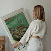 Vincent Van Gogh Quay with men unloading barges poster