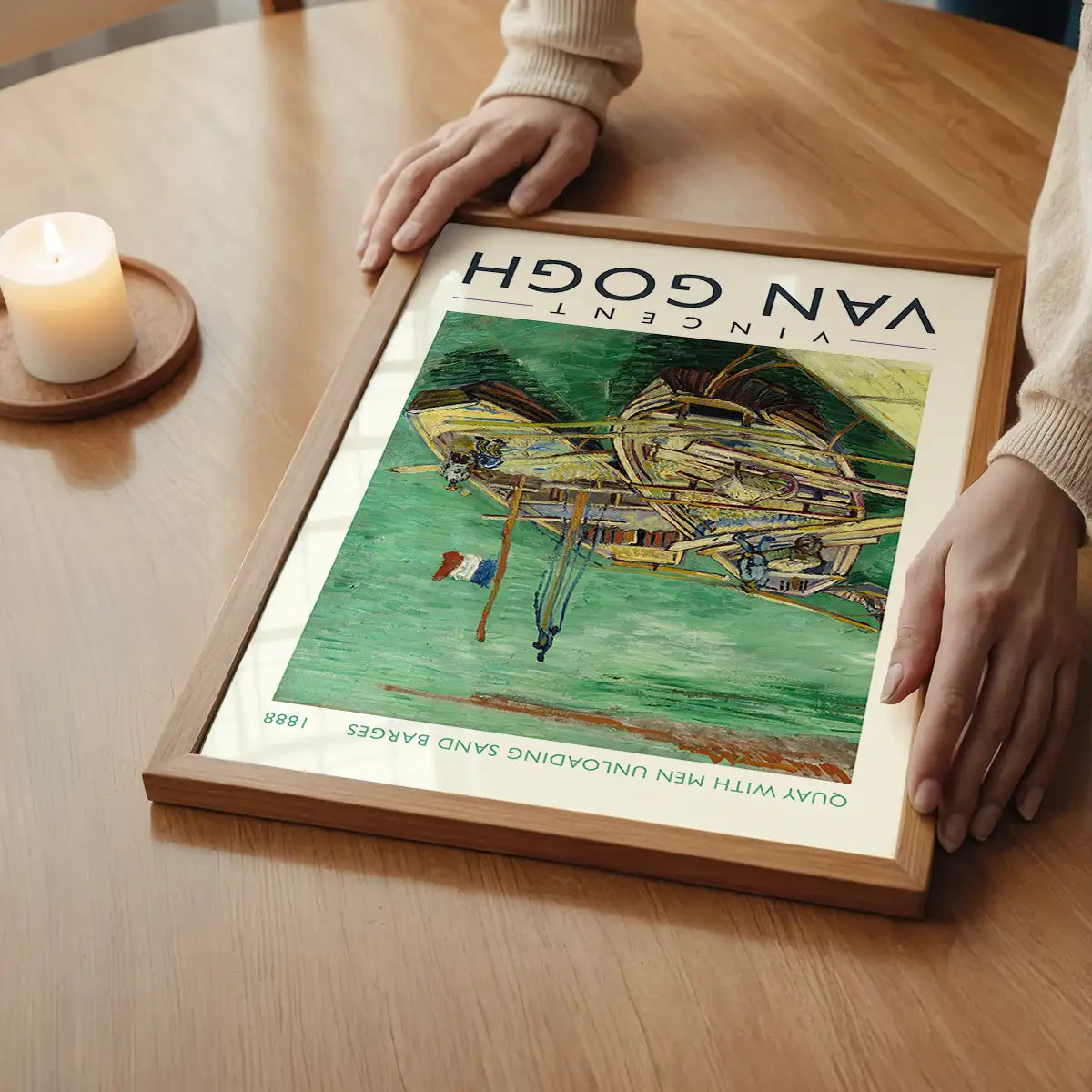 Vincent Van Gogh Quay with men unloading barges poster