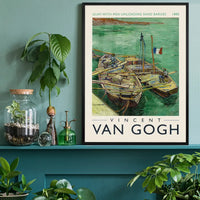 Vincent Van Gogh Quay with men unloading barges poster