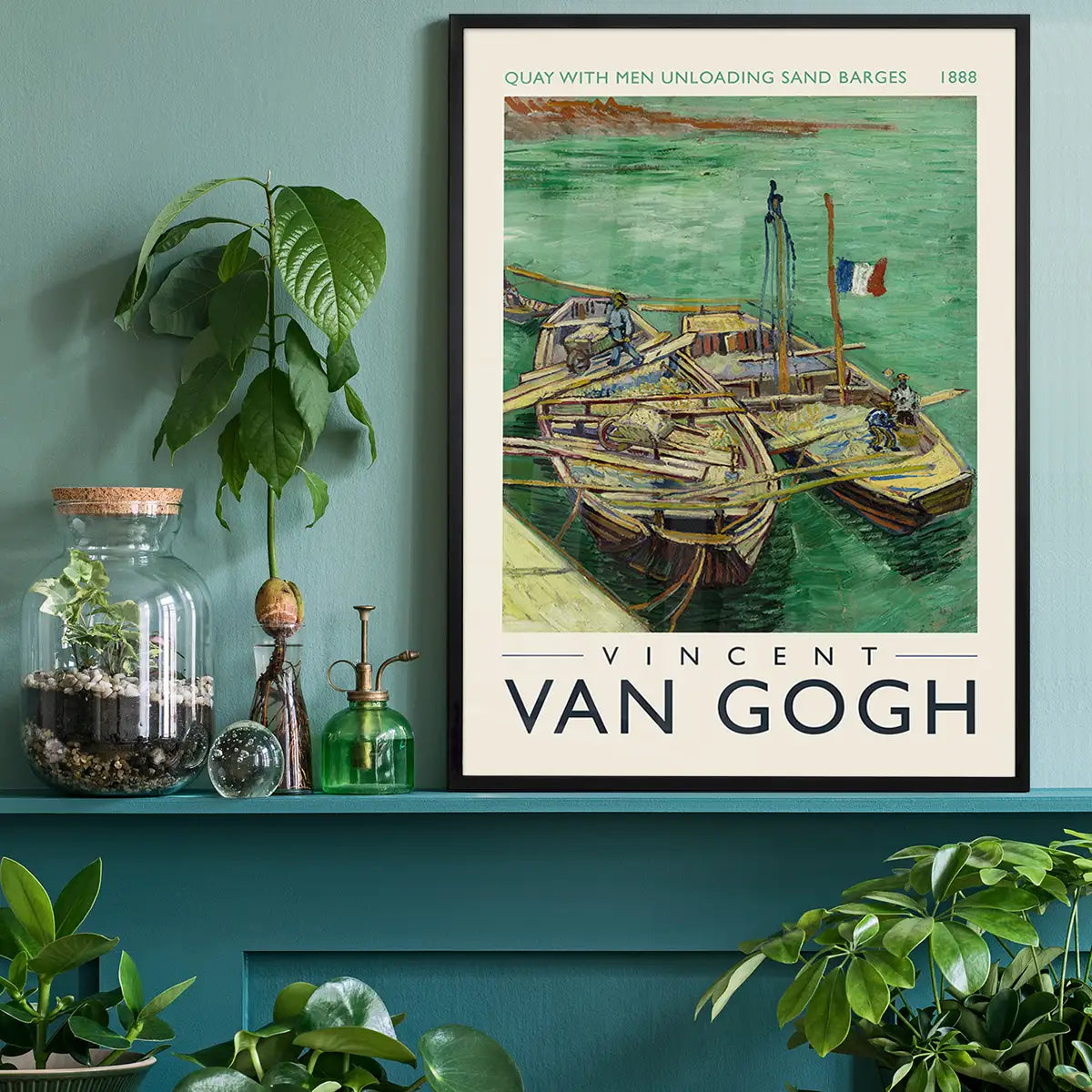 Vincent Van Gogh Quay with men unloading barges poster