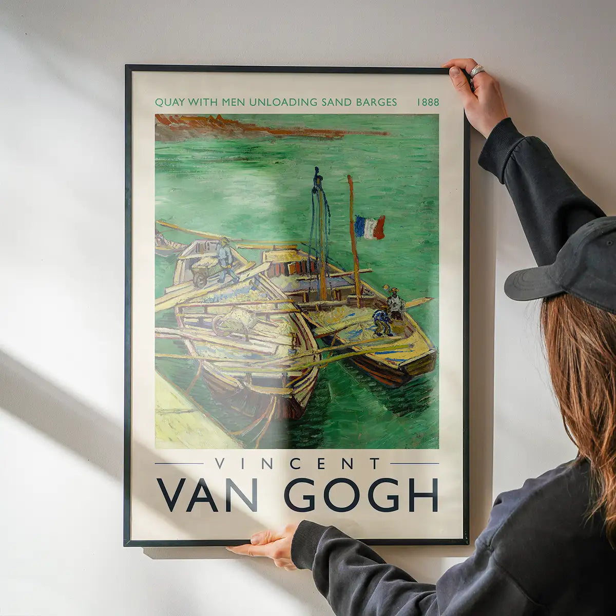Vincent Van Gogh Quay with men unloading barges poster