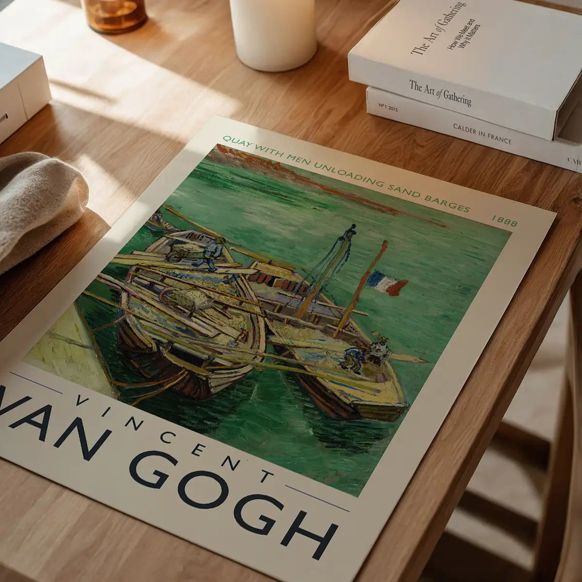 Vincent Van Gogh Quay with men unloading barges poster