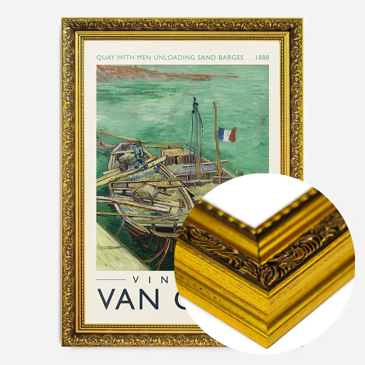 Vincent Van Gogh Quay with men unloading barges poster