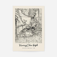 Vincent Van Gogh Pencil Sketch Poster Cafe Terrace 1888