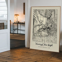 Vincent Van Gogh Pencil Sketch Poster Cafe Terrace 1888