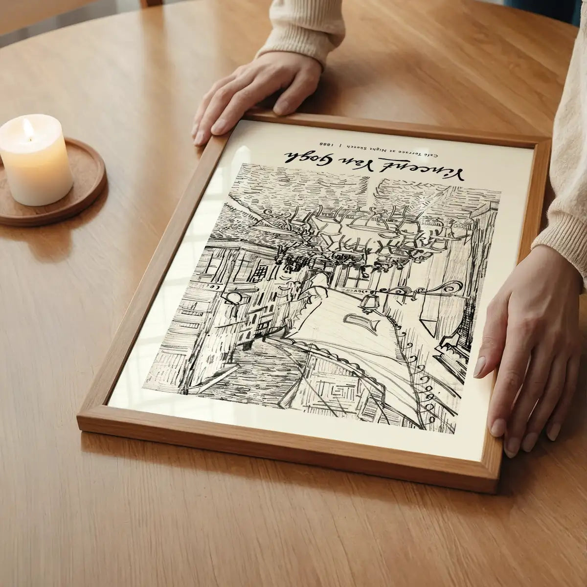 Vincent Van Gogh Pencil Sketch Poster Cafe Terrace 1888