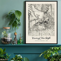 Vincent Van Gogh Pencil Sketch Poster Cafe Terrace 1888