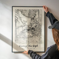 Vincent Van Gogh Pencil Sketch Poster Cafe Terrace 1888