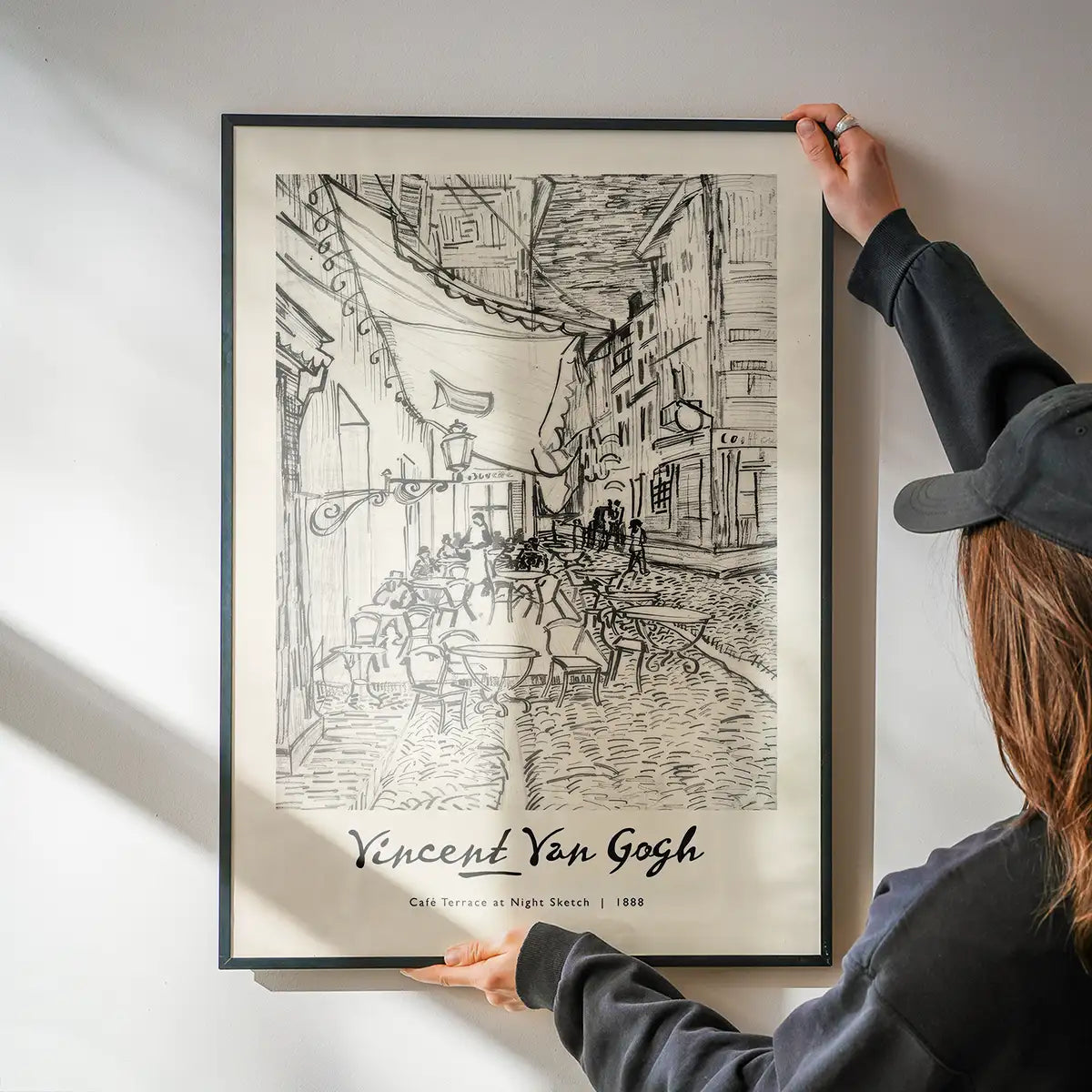 Vincent Van Gogh Pencil Sketch Poster Cafe Terrace 1888