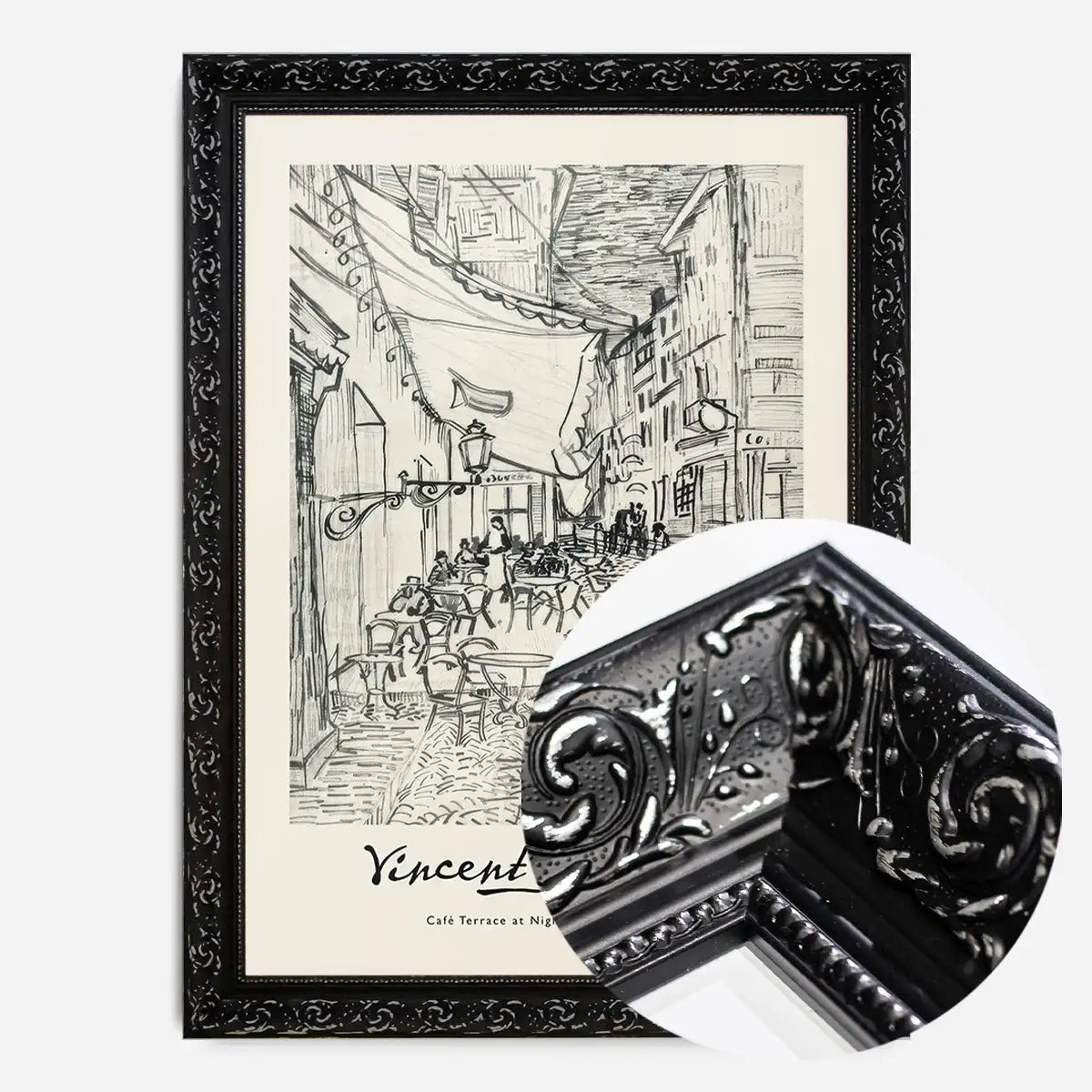 Vincent Van Gogh Pencil Sketch Poster Cafe Terrace 1888