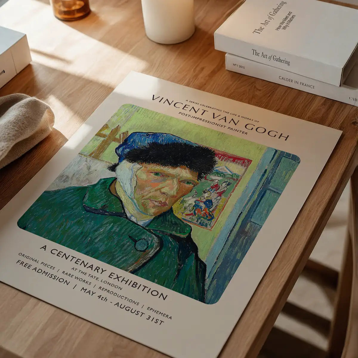 Vincent Van Gogh Self Portrait with bandaged ear centenary exhibition poster