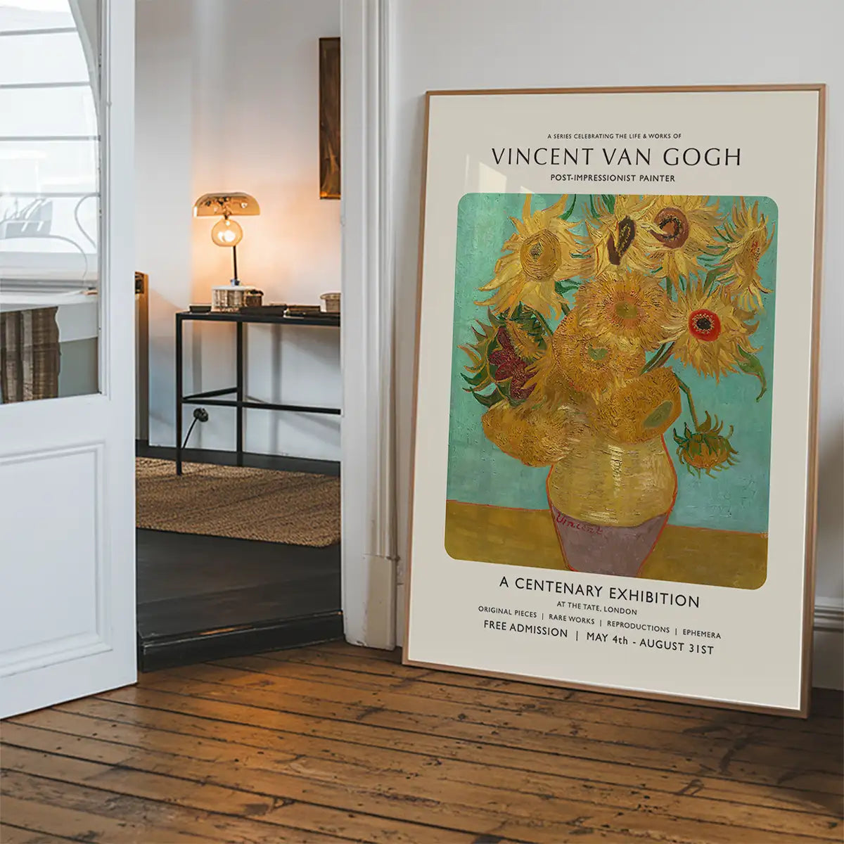 Vincent Van Gogh Sunflowers centenary exhibition poster