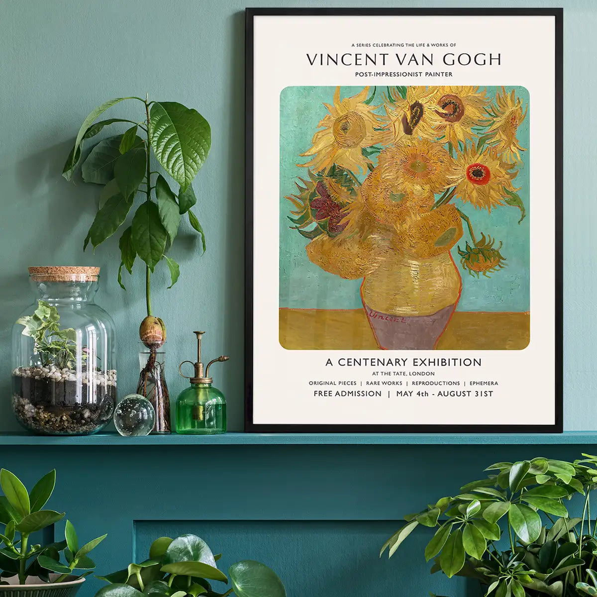 Vincent Van Gogh Sunflowers centenary exhibition poster