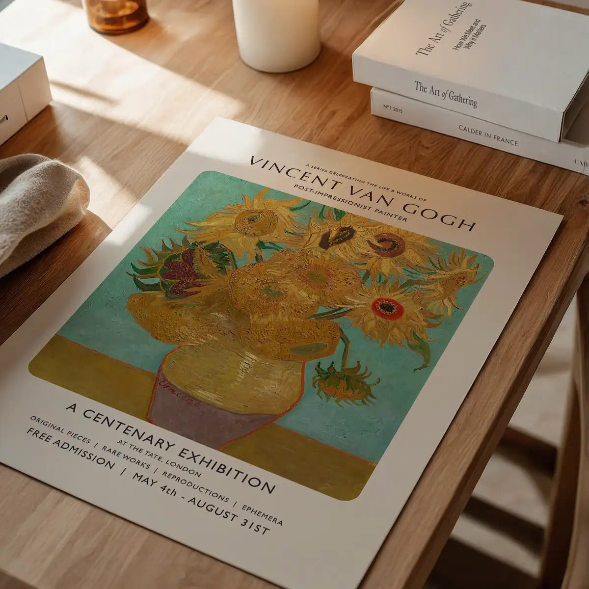 Vincent Van Gogh Sunflowers centenary exhibition poster