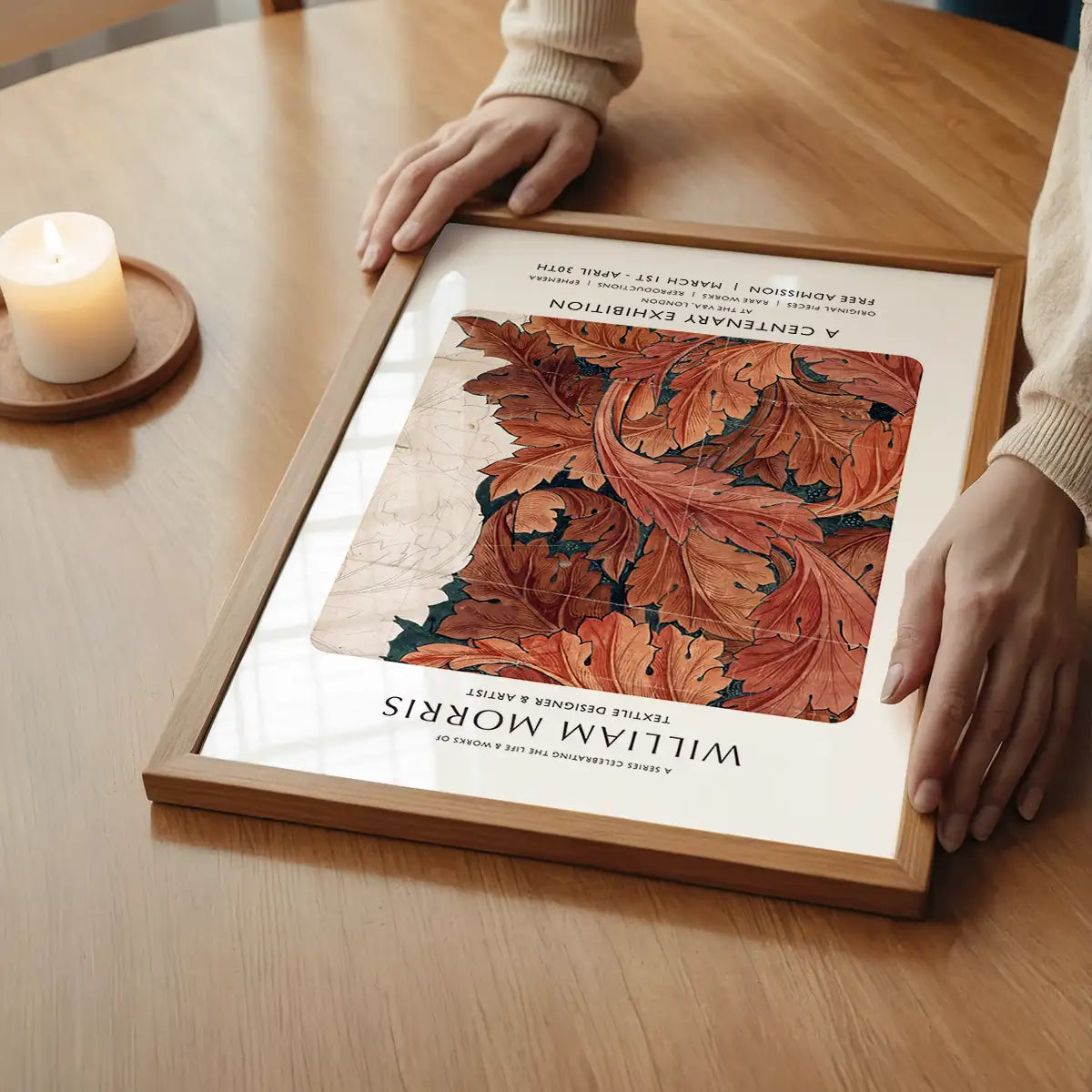 William Morris Leaves Sketch centenary exhibition poster