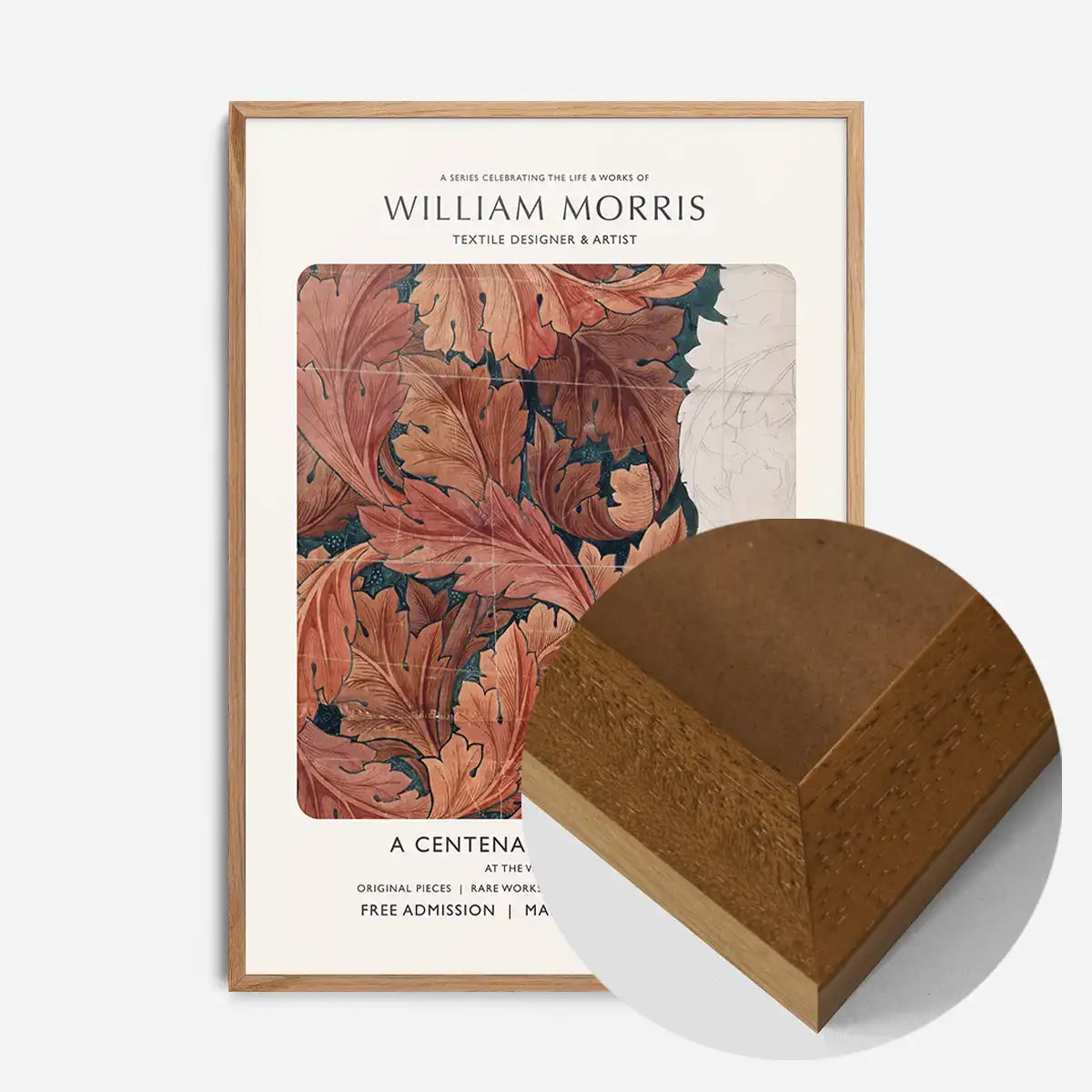 William Morris Leaves Sketch centenary exhibition poster