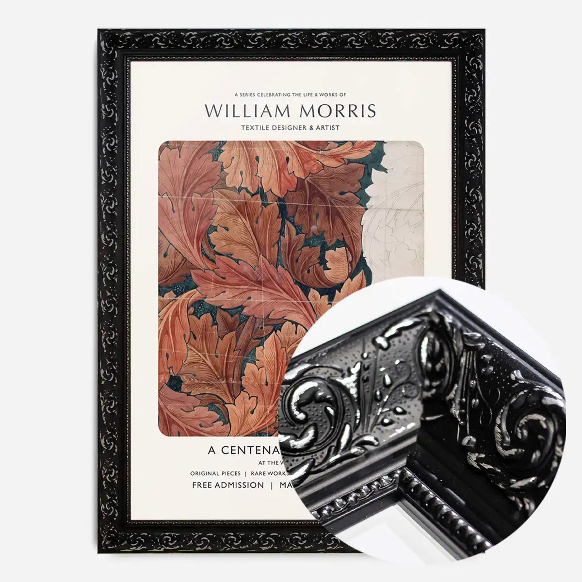 William Morris Leaves Sketch centenary exhibition poster