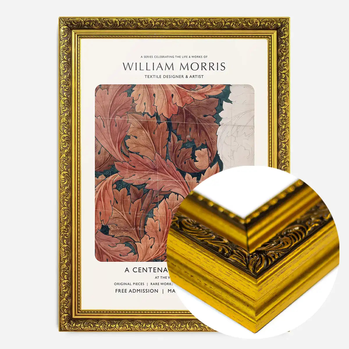 William Morris Leaves Sketch centenary exhibition poster