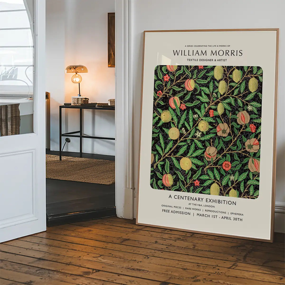 William Morris Leaves Pattern centenary exhibition poster