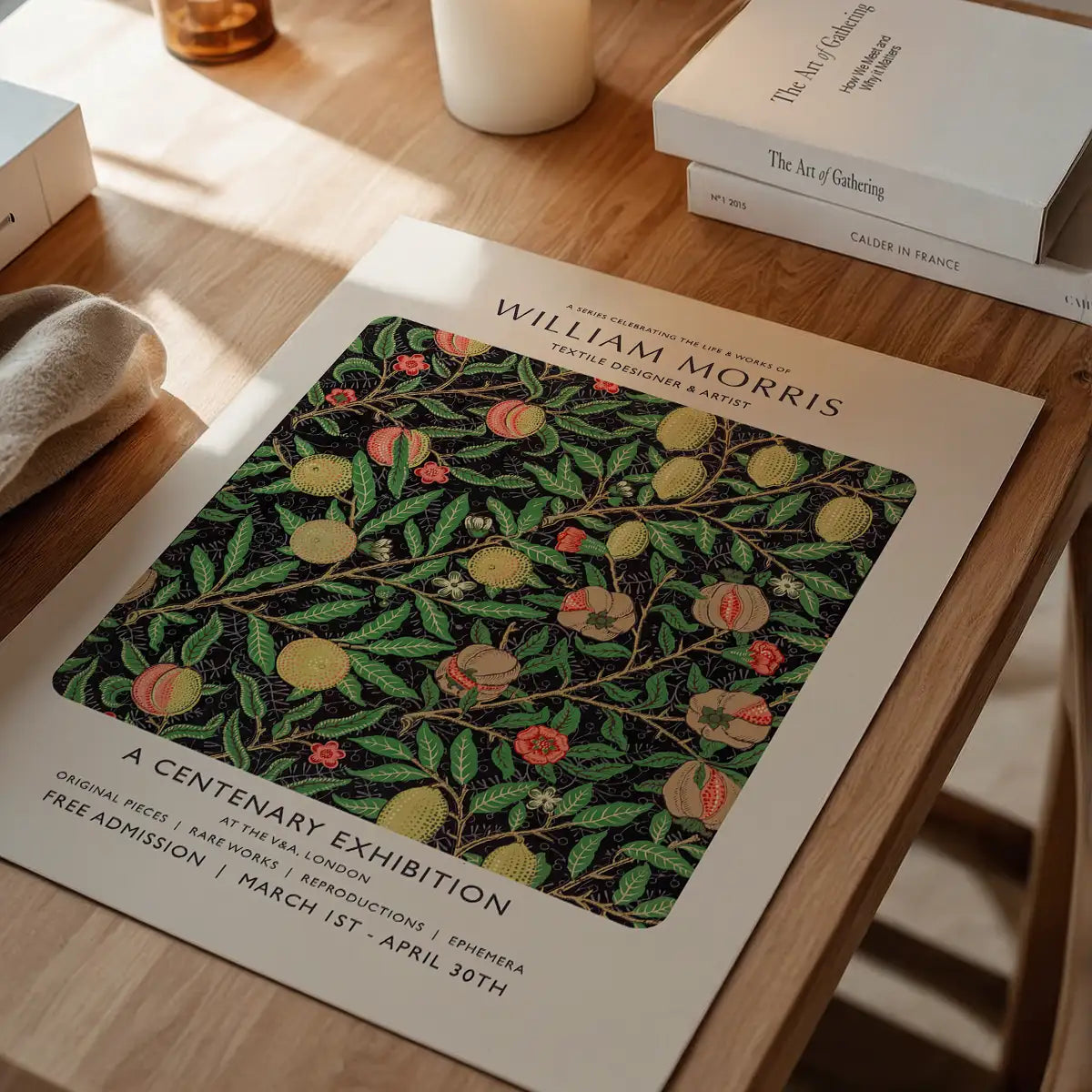 William Morris Leaves Pattern centenary exhibition poster