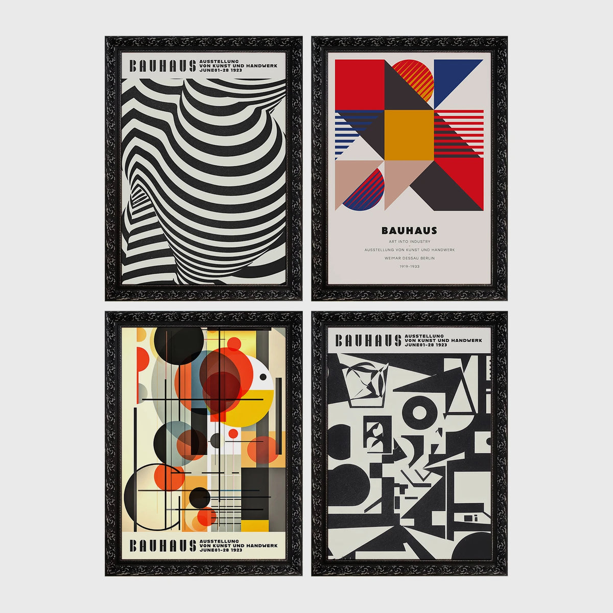 Set of 4 framed prints, vintage oversized playing cards: a Queen of Spades; a King of Hearts; a King of Spades; and a second King of Spades — unframed