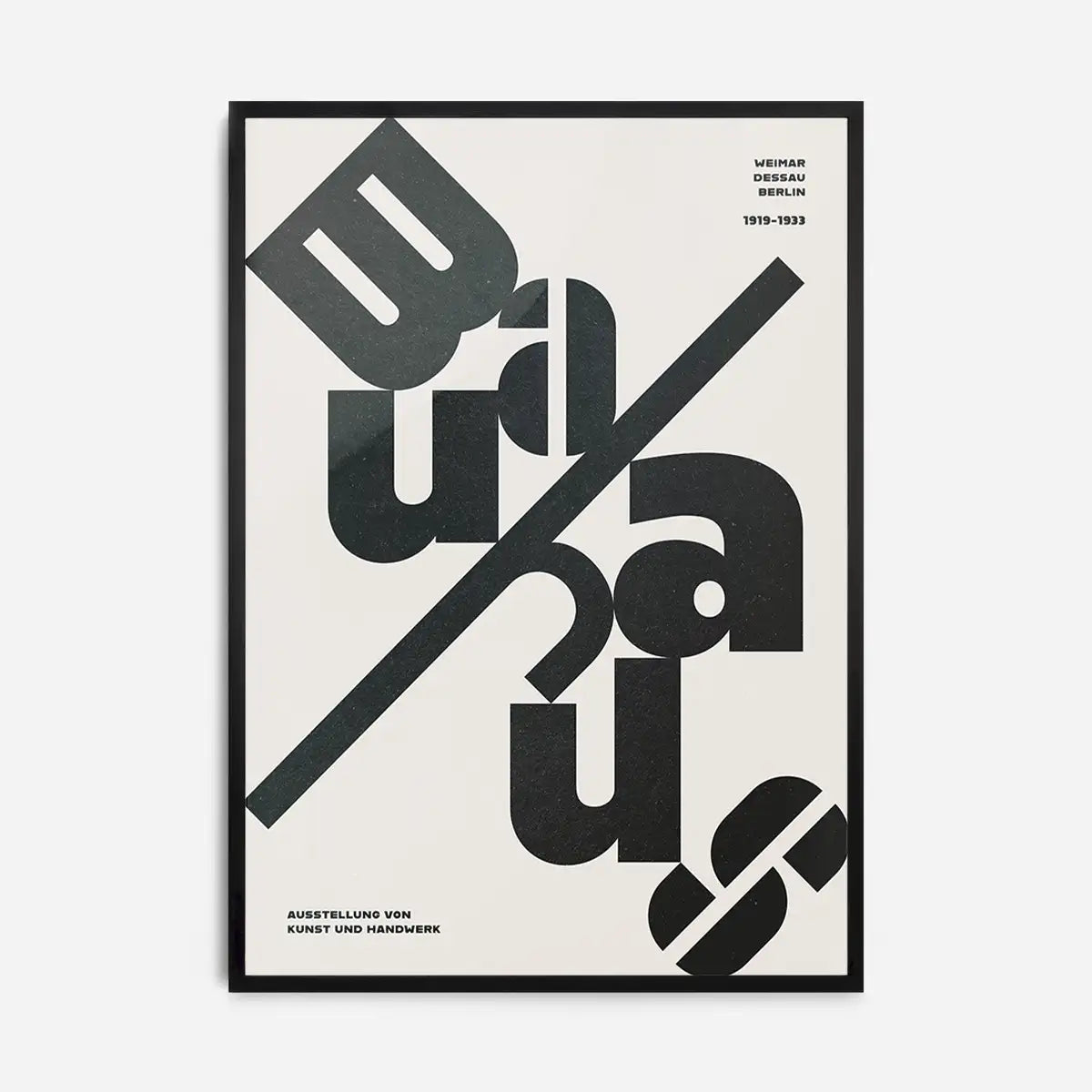 Angled Bauhaus Letters Black & White Print