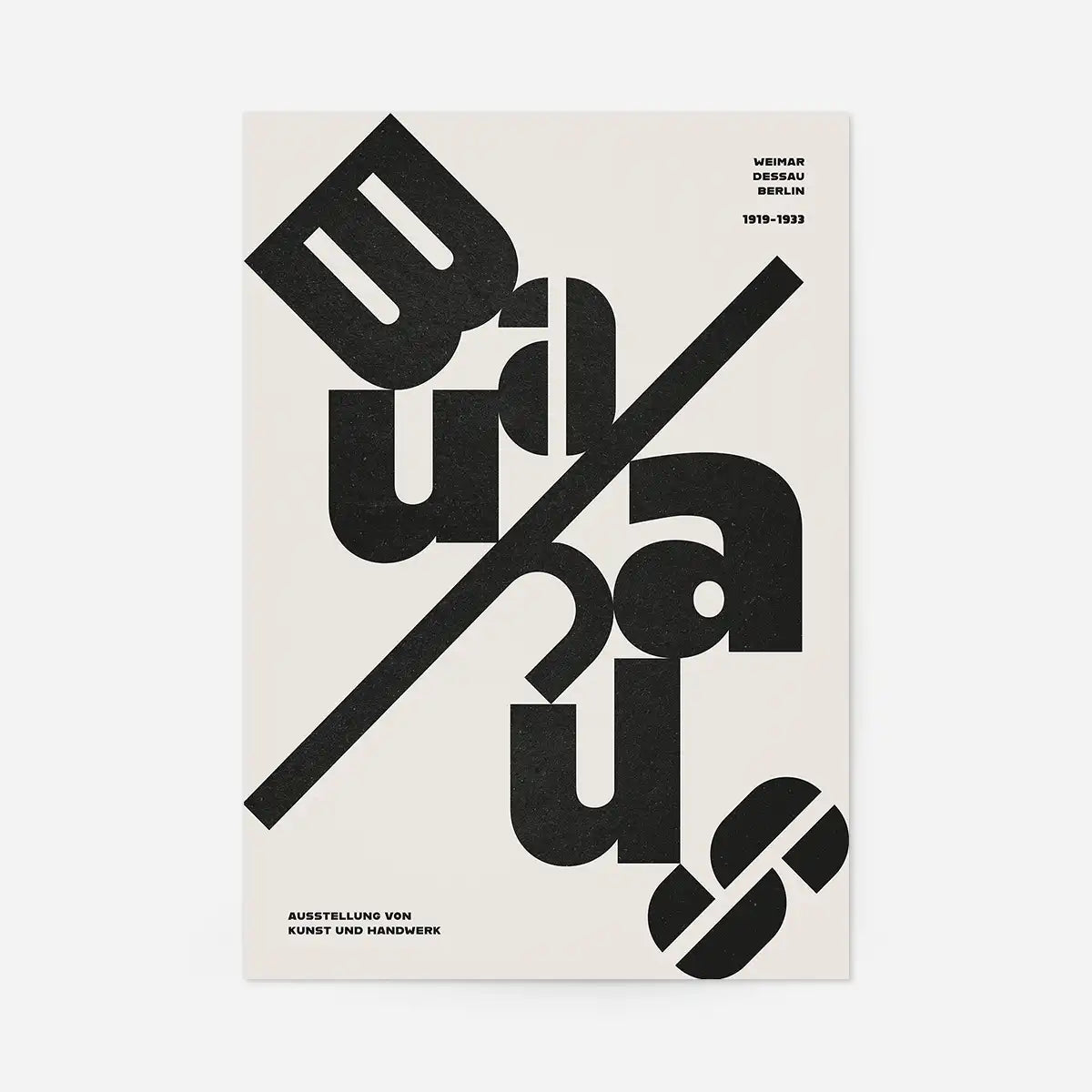 Angled Bauhaus Letters Black & White Print