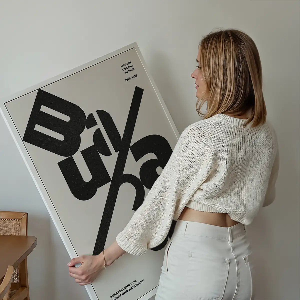 Angled Bauhaus Letters Black & White Print