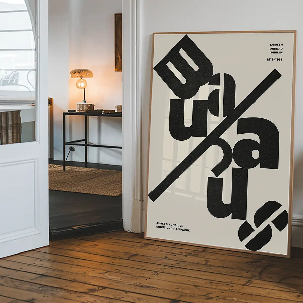 Angled Bauhaus Letters Black & White Print