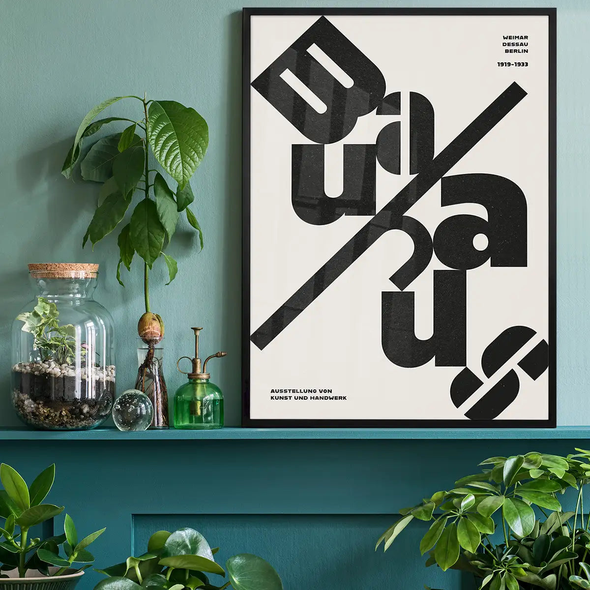 Angled Bauhaus Letters Black & White Print