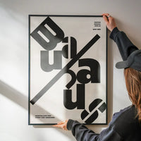 Angled Bauhaus Letters Black & White Print
