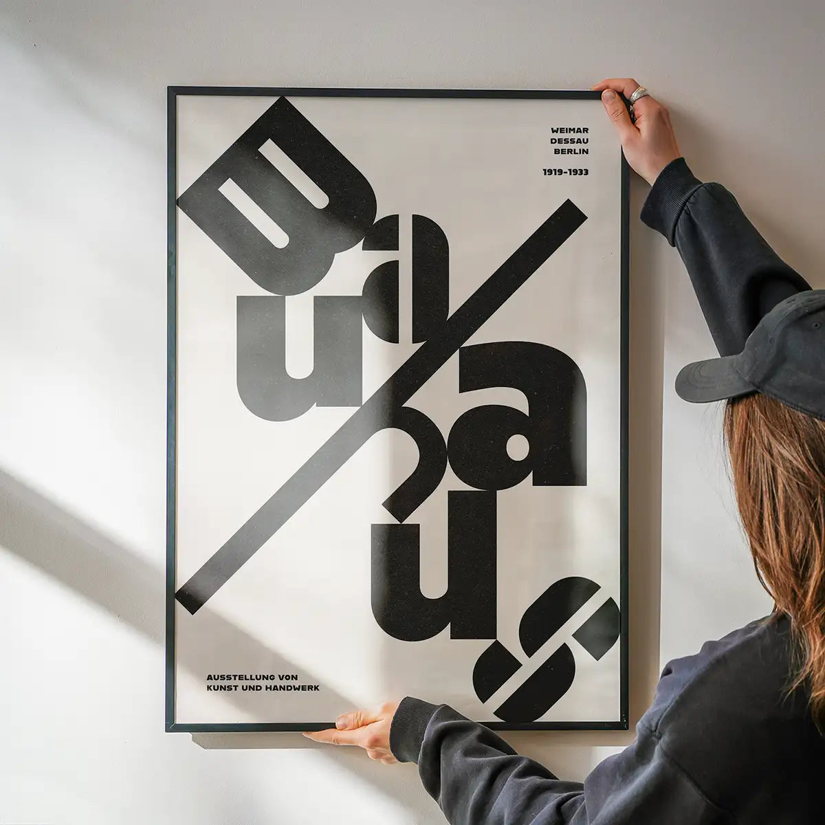 Angled Bauhaus Letters Black & White Print