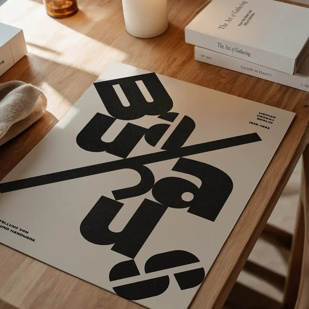 Angled Bauhaus Letters Black & White Print