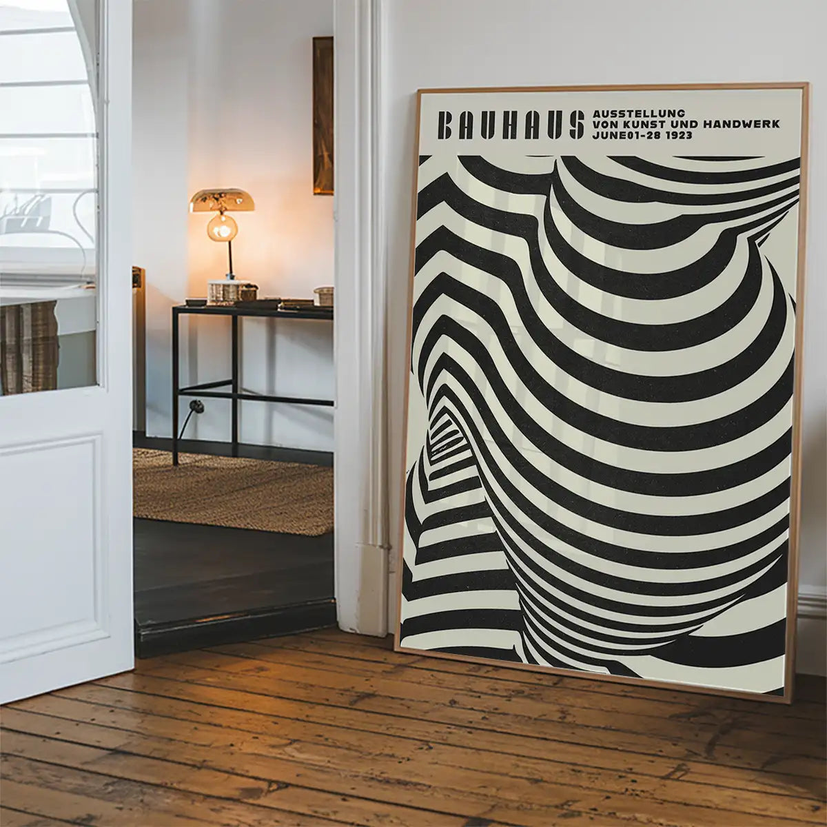 Geometric Swirls Bauhaus Black & White Print