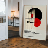 Bauhaus Black & Red Circles Print