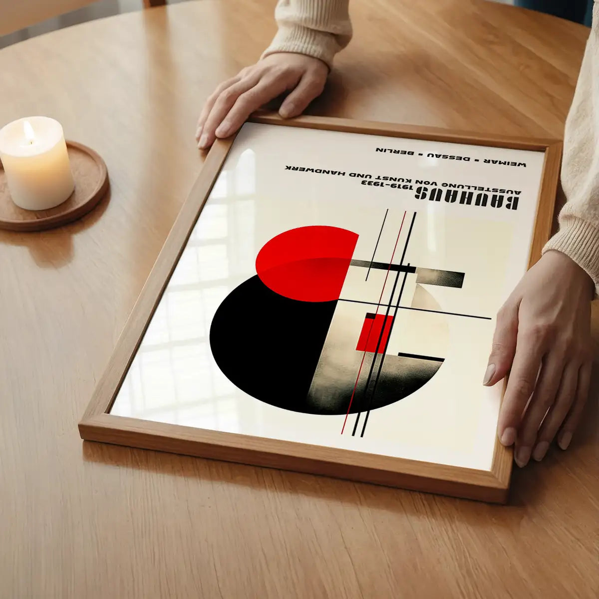 Bauhaus Black & Red Circles Print