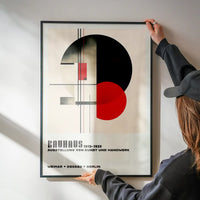 Bauhaus Black & Red Circles Print