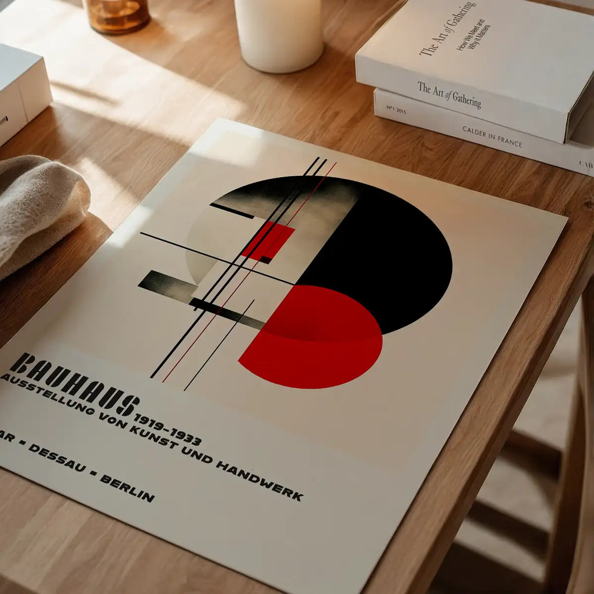Bauhaus Black & Red Circles Print